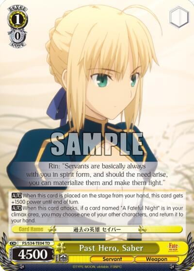 Past Hero, Saber (TD), Fate/stay night [Unlimited Blade Works] FS/S34-TE04 TD