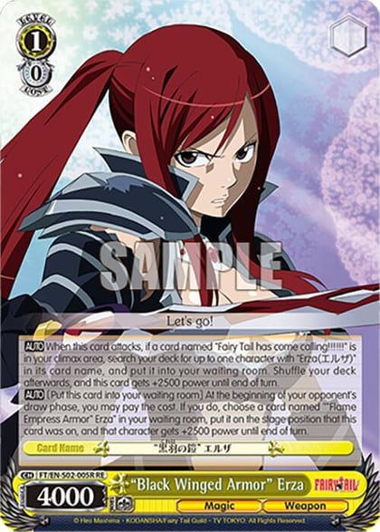 "Black Winged Armor" Erza (RRR), Fairy Tail Chronicle Set FT/EN-S02-005R RRR RE