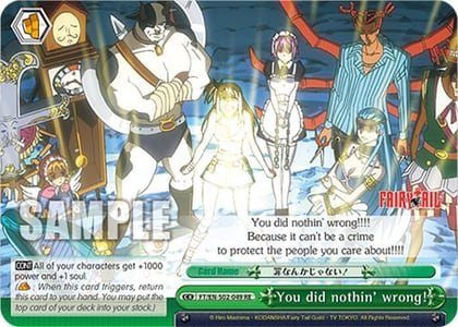 You did nothin' wrong!, Fairy Tail Chronicle Set FT/EN-S02-049 CR RE