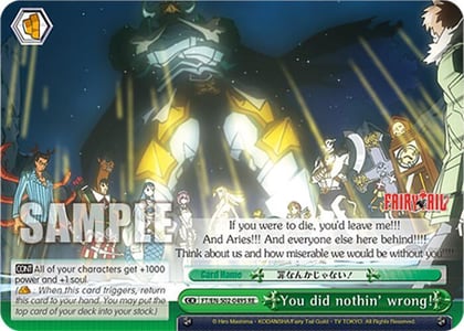 You did nothin' wrong! (SR), Fairy Tail Chronicle Set FT/EN-S02-049S SR RE