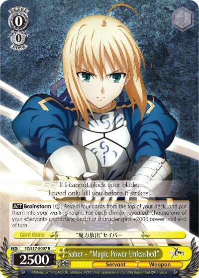 Saber - "Magic Power Unleashed", Fate/Zero FZ/S17-E007 R