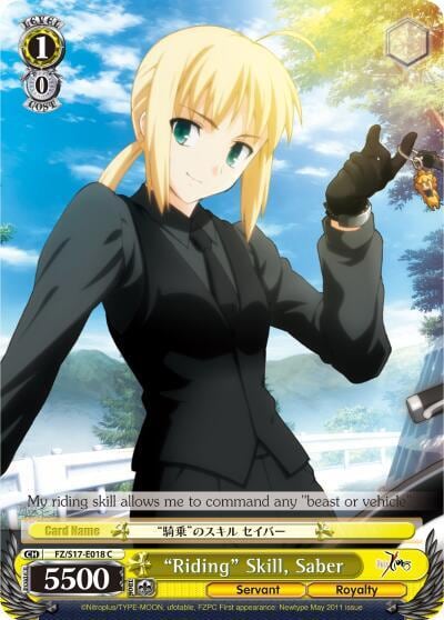 "Riding" Skill, Saber, Fate/Zero FZ/S17-E018 C