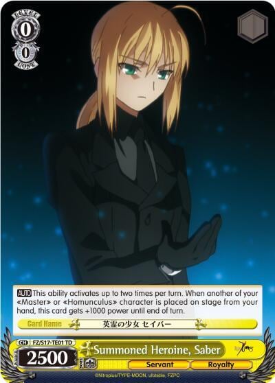 Summoned Heroine, Saber, Fate/Zero FZ/S17-TE01 TD