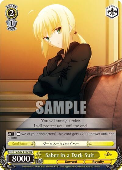 Saber in a Dark Suit (TD), Fate/Zero FZ/S17-E102 TD