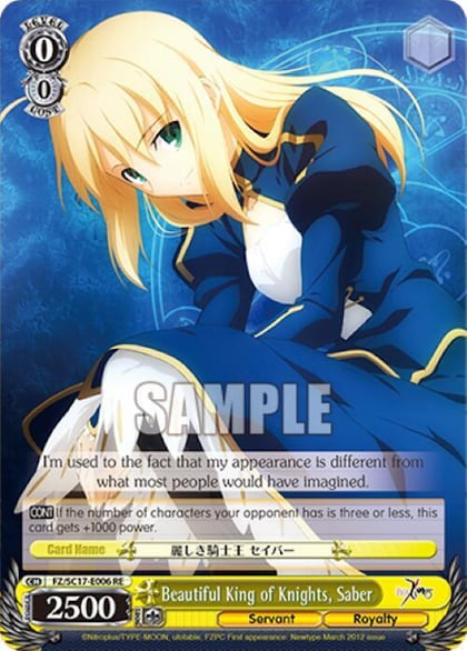 Beautiful King of Knights, Saber, Fate/Zero Chronicle Set FZ/SC17-E006 RE