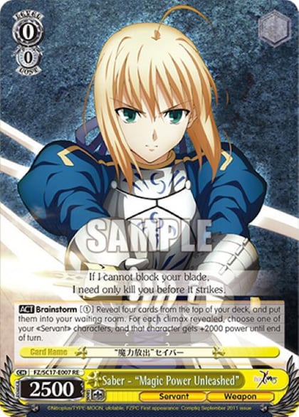 Saber - "Magic Power Unleashed", Fate/Zero Chronicle Set FZ/SC17-E007 RE