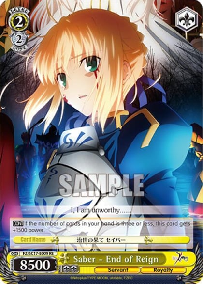 Saber - End of Reign, Fate/Zero Chronicle Set FZ/SC17-E009 RE
