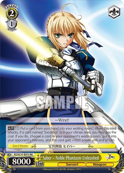 Saber - Noble Phantasm Unleashed, Fate/Zero Chronicle Set FZ/SC17-E015 RE