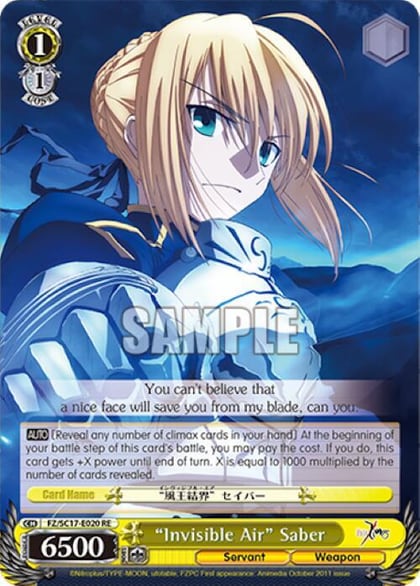 "Invisible Air" Saber, Fate/Zero Chronicle Set FZ/SC17-E020 RE