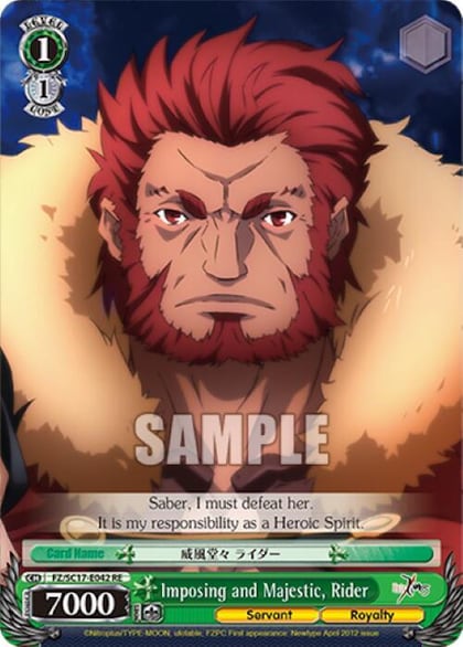 Imposing and Majestic, Rider, Fate/Zero Chronicle Set FZ/SC17-E042 RE