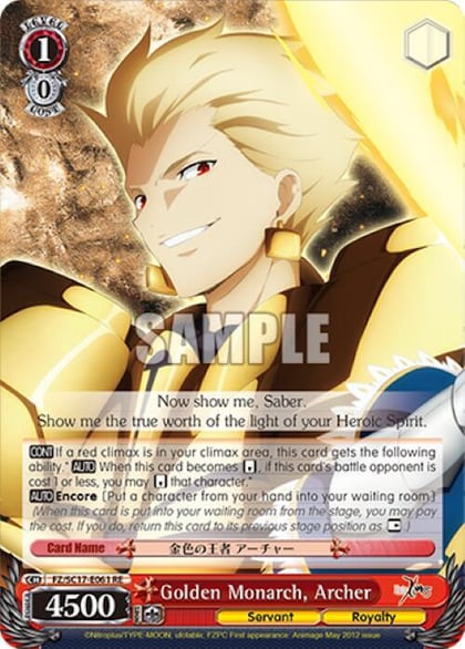 Golden Monarch, Archer, Fate/Zero Chronicle Set FZ/SC17-E061 RE
