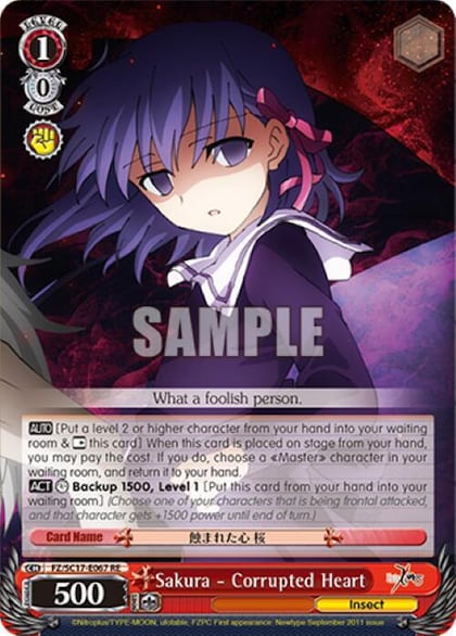 Sakura - Corrupted Heart, Fate/Zero Chronicle Set FZ/SC17-E067 RE