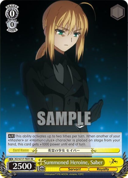 Summoned Heroine, Saber, Fate/Zero Chronicle Set FZ/SC17-TE01 RE