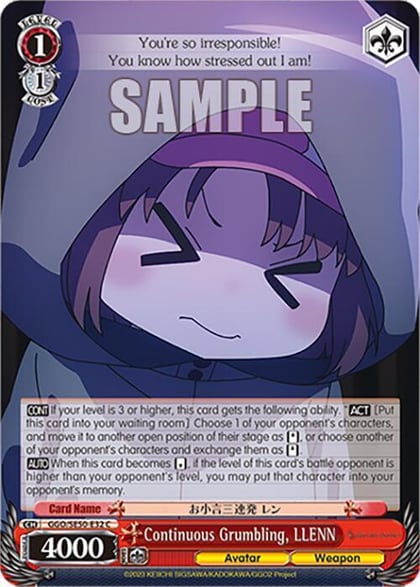 Continuous Grumbling, LLENN, SAO Alternative–Gun Gale Online–2 Extra Booster GGO/SE50-E32 C