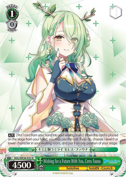 Wishing for a Future With You, Ceres Fauna, hololive production Premium Booster HOL/WE36-E22 N