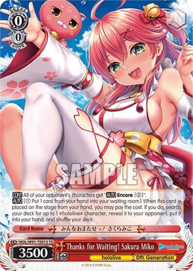 Thanks for Waiting! Sakura Miko, hololive production HOL/W91-TE013 TD