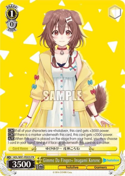 Gimme Da Finger~ Inugami Korone (Bushiroad on the Road 2022), hololive production HOL/W91-PE03 PR