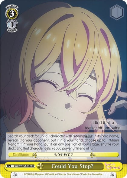 Could You Stop?, Rent-A-Girlfriend KNK/W86-E016 U