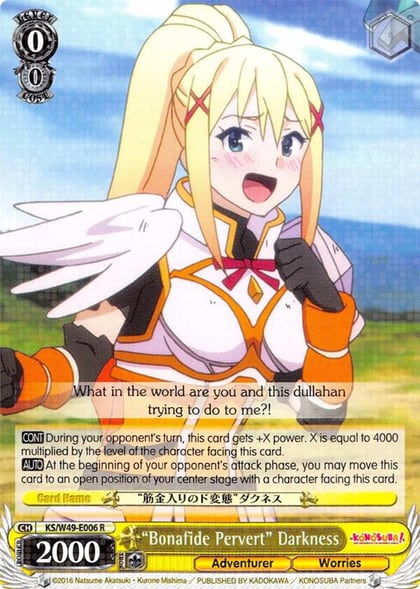 "Bonafide Pervert" Darkness, KonoSuba KS/W49-E006 R