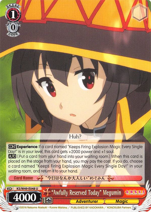 "Awfully Reserved Today" Megumin, KonoSuba KS/W49-E048 U