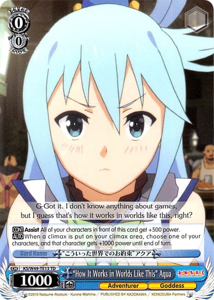 "How It Works in Worlds Like This" Aqua, KonoSuba KS/W49-TE13 TD