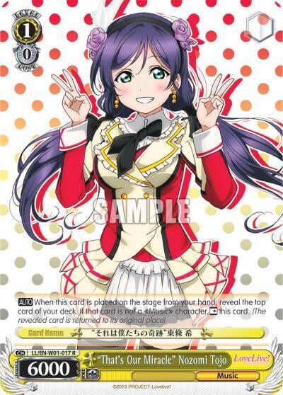"That's Our Miracle" Nozomi Tojo, Love Live! DX LL/EN-W01-017 R