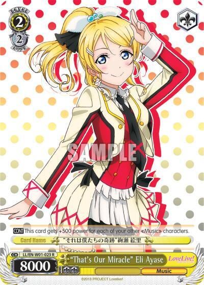 "That's Our Miracle" Eli Ayase, Love Live! DX LL/EN-W01-023 R