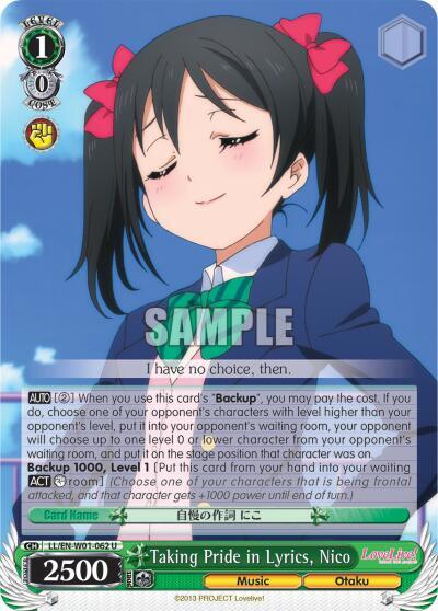 Taking Pride in Lyrics, Nico, Love Live! DX LL/EN-W01-062 U