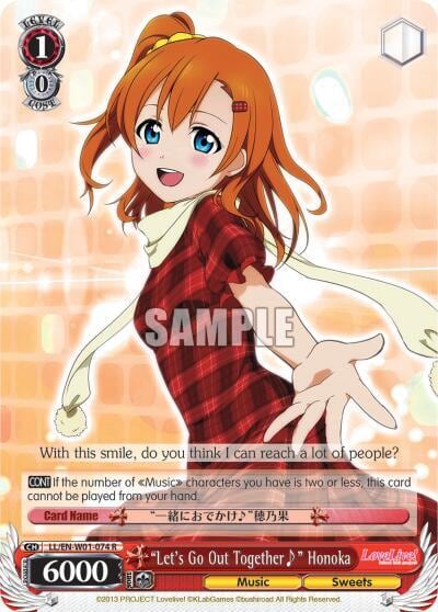 "Let's Go Out Together~" Honoka, Love Live! DX LL/EN-W01-074 R