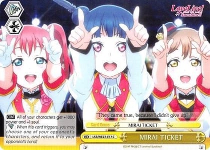 MIRAI TICKET (Yellow) (Parallel Foil), Love Live! Sunshine!! Extra Booster LSS/WE27-E17 C