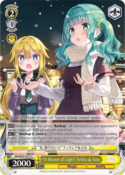 "A Shower of Light" Felicia & Sana, Magia Record: Puella Magi Madoka Magica [Side Story] (Mobile) MR/W59-E013 U