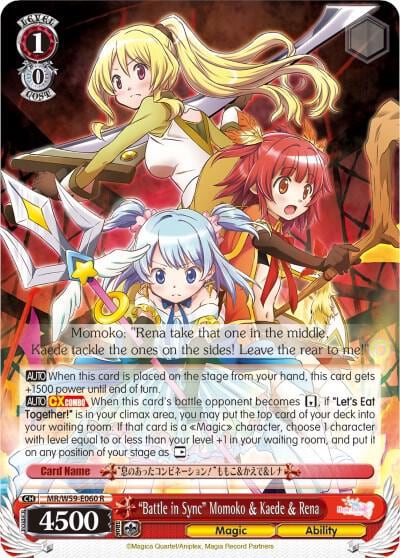 "Battle in Sync" Momoko & Kaede & Rena, Magia Record: Puella Magi Madoka Magica [Side Story] (Mobile) MR/W59-E060 R