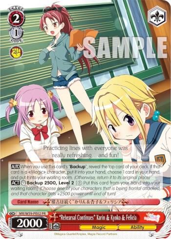 "Rehearsal Continues" Karin & Kyoko & Felicia, Magia Record: Puella Magi Madoka Magica [Side Story] (Mobile) MR/W59-PE02 PR