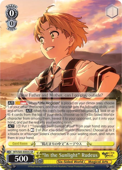 "In the Sunlight" Rudeus (SR), Mushoku Tensei: Jobless Reincarnation MTI/S83-E003S SR