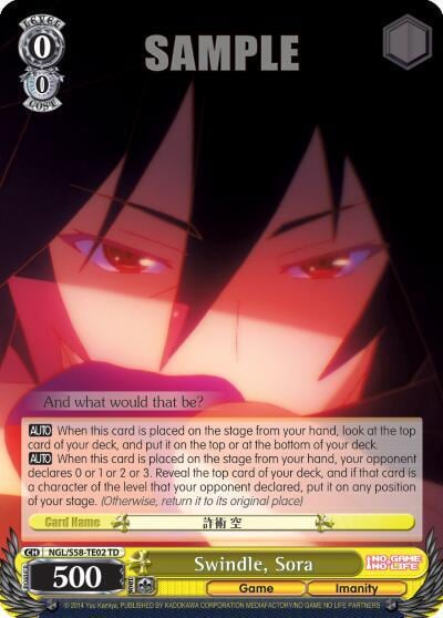 Swindle, Sora, No Game No Life NGL/S58-TE02 TD