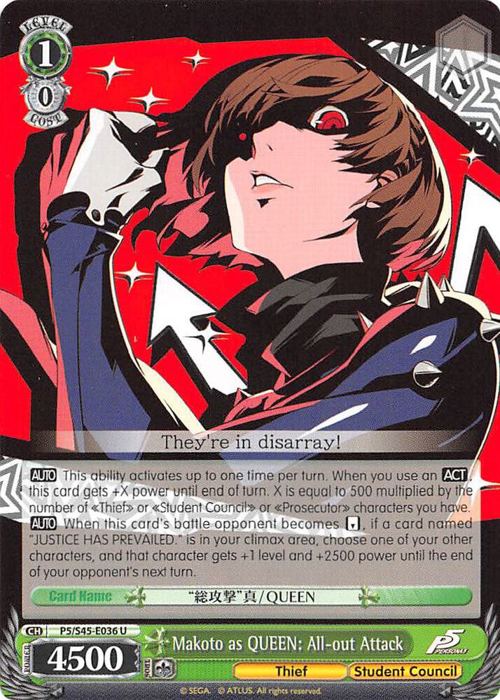 Makoto as QUEEN: All-out Attack, Persona 5 P5/S45-E036 U