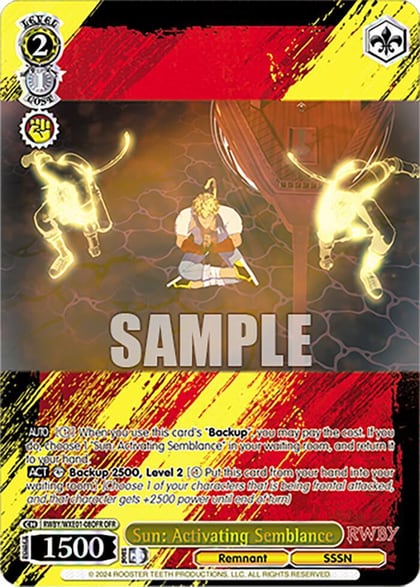 Sun: Activating Semblance (OFR), RWBY Premium Booster RWBY/WXE01-08OFR OFR