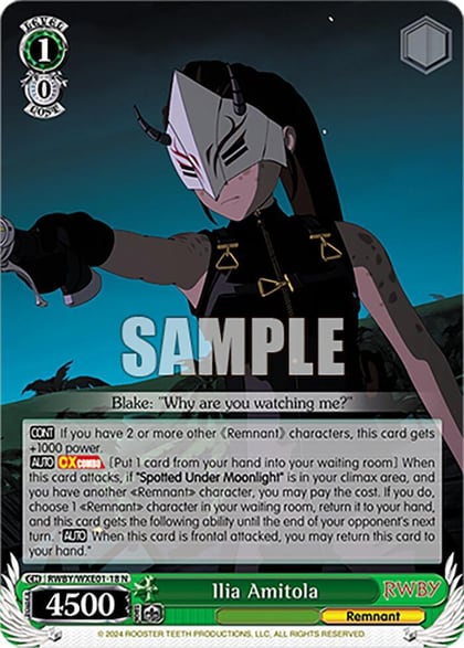 Ilia Amitola, RWBY Premium Booster RWBY/WXE01-18 N