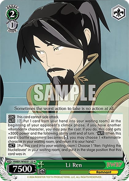 Li Ren, RWBY Premium Booster RWBY/WXE01-22 N
