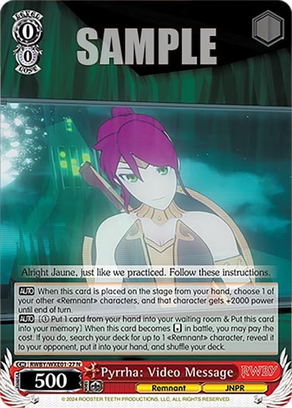 Pyrrha: Video Message, RWBY Premium Booster RWBY/WXE01-27 N