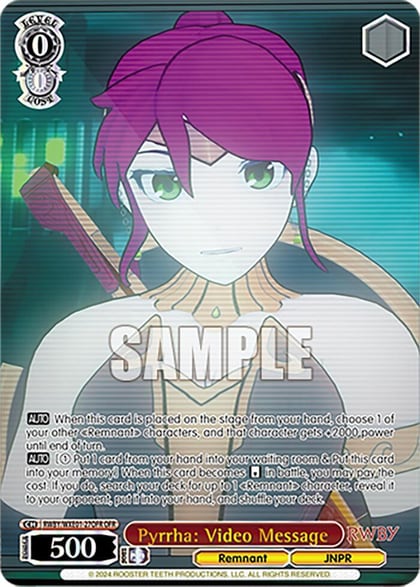 Pyrrha: Video Message (OFR), RWBY Premium Booster RWBY/WXE01-27OFR OFR