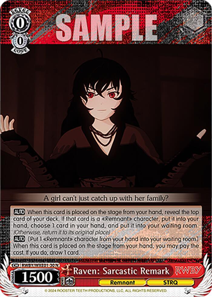 Raven: Sarcastic Remark, RWBY Premium Booster RWBY/WXE01-30 N
