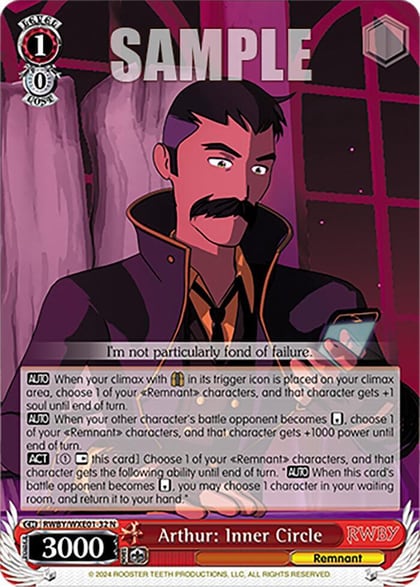 Arthur: Inner Circle, RWBY Premium Booster RWBY/WXE01-32 N