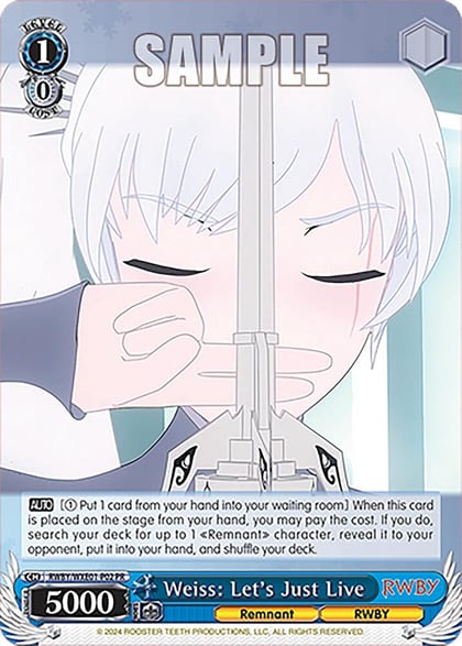 Weiss: Let's Just Live, RWBY Premium Booster RWBY/WXE01-P02 PR
