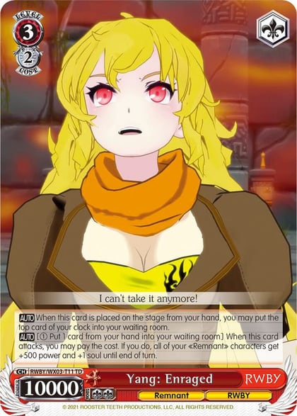 Yang: Enraged, RWBY RWBY/WX03-T11 TD
