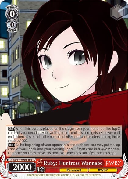 Ruby: Huntress Wannabe, RWBY RWBY/WX03-T04 TD