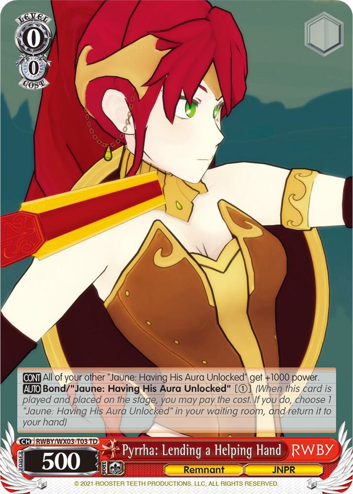 Pyrrha: Lending a Helping Hand, RWBY RWBY/WX03-T03 TD