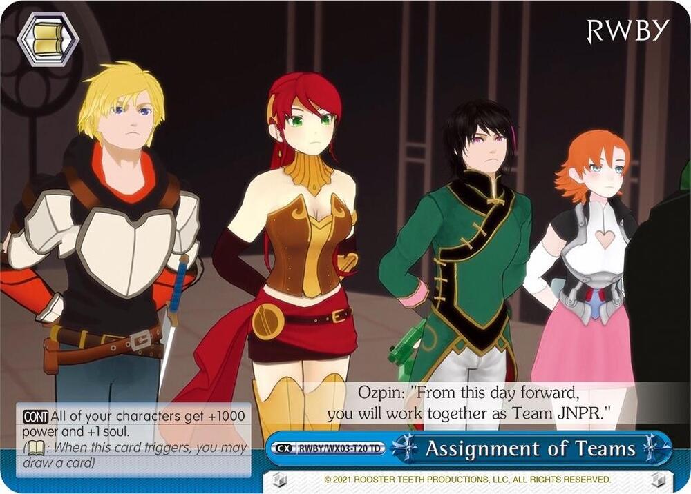 Assignment of Teams, RWBY RWBY/WX03-T20 TD