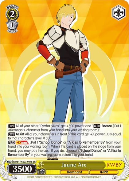 Jaune Arc (SR), RWBY RWBY/WX03-004S SR