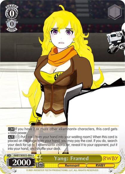 Yang: Framed, RWBY RWBY/WX03-008 U